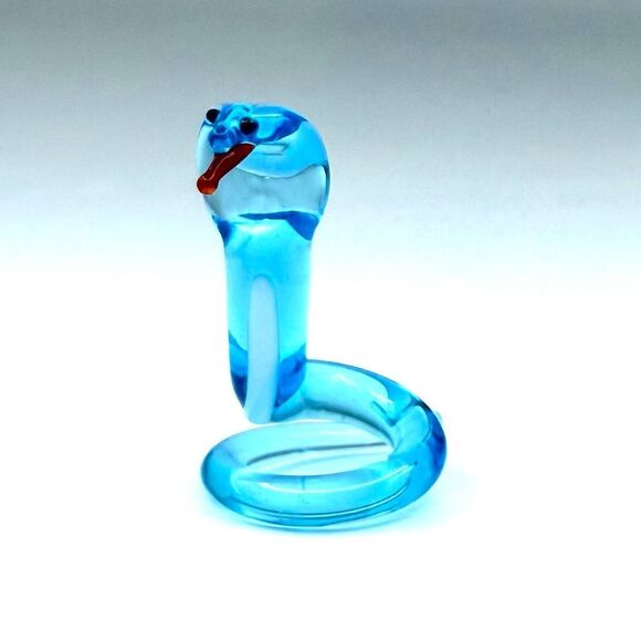 Hand Blown Glass Art HANDMADE Figurine Cobra SNAKE Mini Figure - Picture 1 of 5